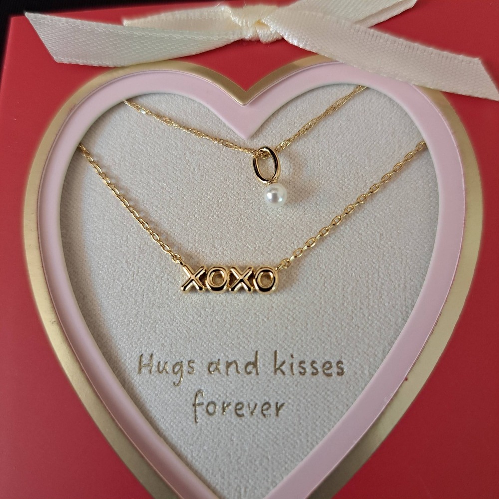 A New Day Layered Necklace Women NEW XOXO Pearl 14k Gold Dipped 970-200-CB6